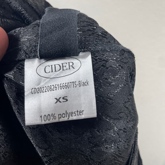 Cider XS Asymmetric Button Floral Brocade Wide Leg Cargo Pockets Pants Black - Picture 9 of 9